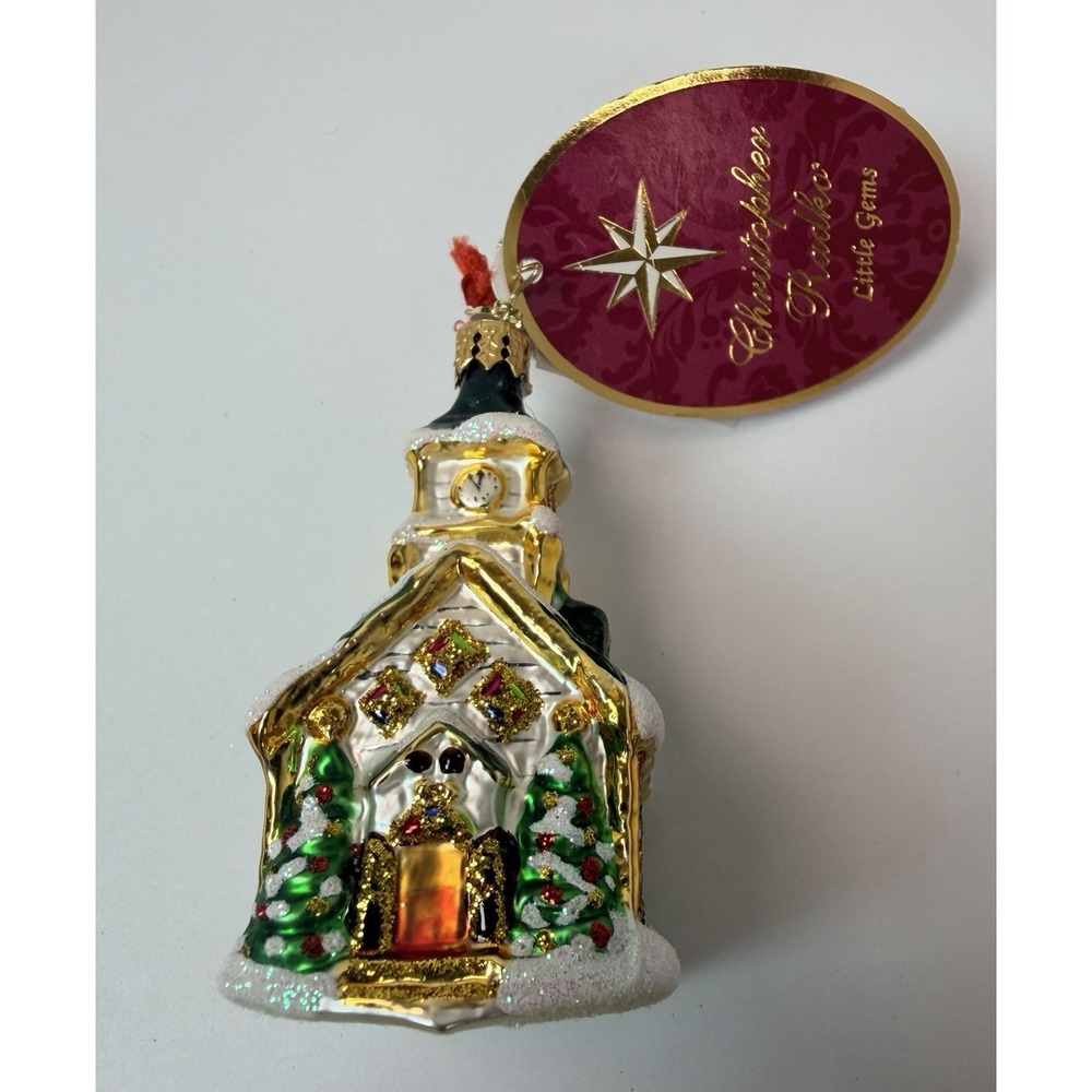 Christopher Radko - All Are Welcome Gem #1016753 Snow Covered Green Roof Church